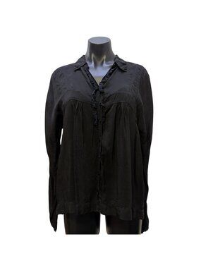 Johnny Was Black Button-Front Blouse M